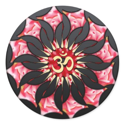 Om Black Rose Spiritual Art Sticker
