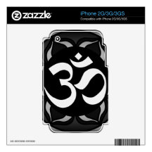 Om Black & White Peace Symbol iPhone 2G Decals
