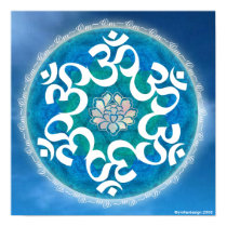 Om Circle Snowflake Mandala posters