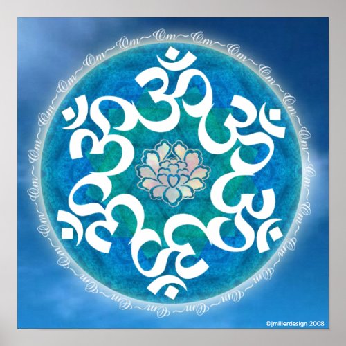 Om Circle Snowflake Mandala print