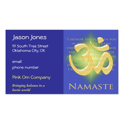 Om in Blue & Gold - Namaste Business Card Templates