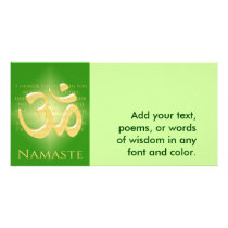 Om in Green & Gold - Namaste Custom Photo Card