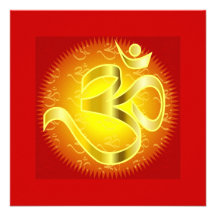 Om in Oranges & Gold - Namaste Personalized Announcements