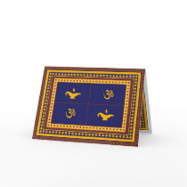 Om, Lamp, and Stars Diwali Greeting Card by lisajparker Om, Lamp, and Stars Diwali Greeting Card