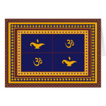 Om, Lamp, and Stars Diwali Greeting Card