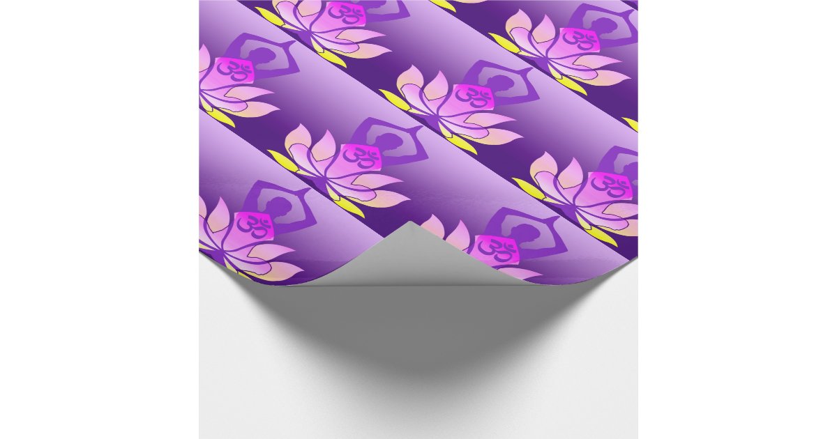 Om Lotus Flower Yoga Pose on Purple Gradient Wrapping ...