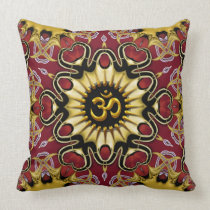Om Love Hearts Red & Gold Cushion / Pillow pillows