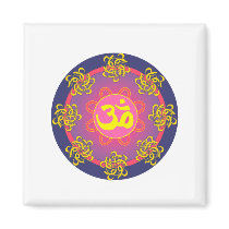 Om Mandala Blue Border Magnets