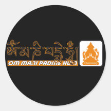 Om mani padme hum Chenrezig Round Stickers