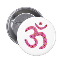 OM MANTRA - Flower Garland based Pinback Button