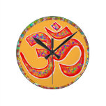 OM MANTRA Symbol : TRUE HOLY ROBE Color Round Wall Clocks