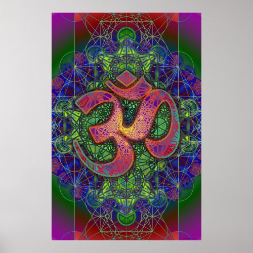 Om Metatron's Cube Mandala Poster print