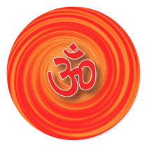 Om On Twirl Background Round Stickers