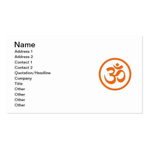 Om or Aum Business Cards (front side)