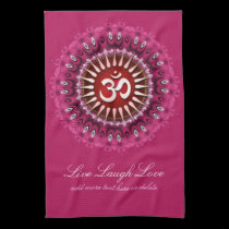 OM Pink Mandala New Age Tea Towel kitchen towels