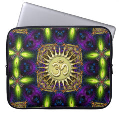 OM Purple Green Fractal Tapestry Laptop Sleeve