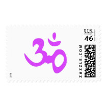 Om Purple Postage Stamp