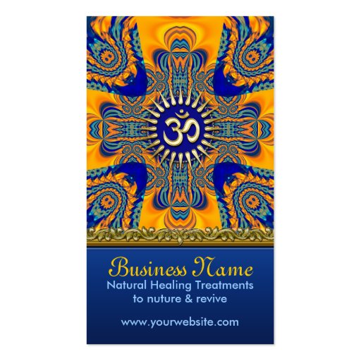 Om Shanti Yoga Orange Blue Business Cards (back side)