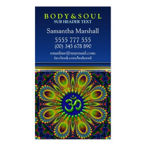 Om Sign Fractal Mandala Yoga NewAge Business Cards (front side)