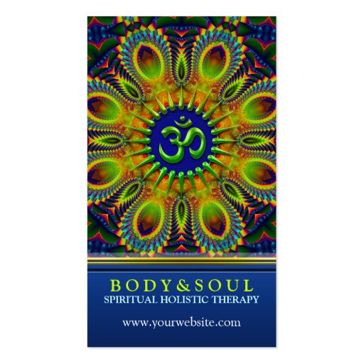Om Sign Fractal Mandala Yoga NewAge Business Cards (back side)