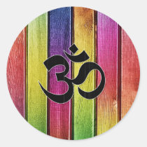 sticker, om sign, yoga, wood, om symbol, spiritual, vintage, multicolor, cute, inspirational, buddhism, yoga symbol, buddha, pattern, symbol, Sticker with custom graphic design