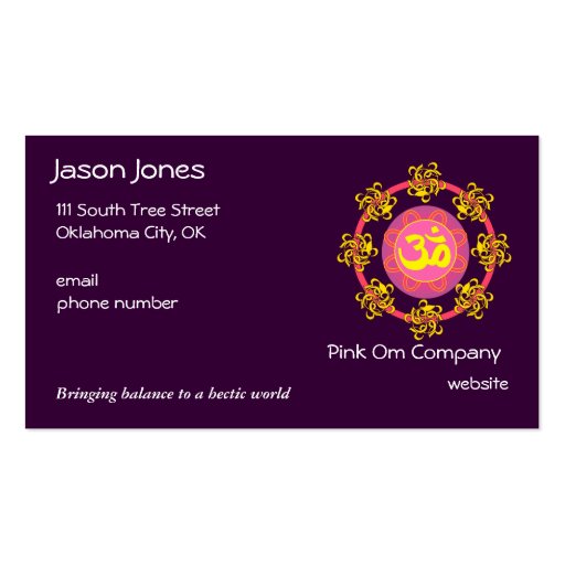 OM symbol business card (front side)