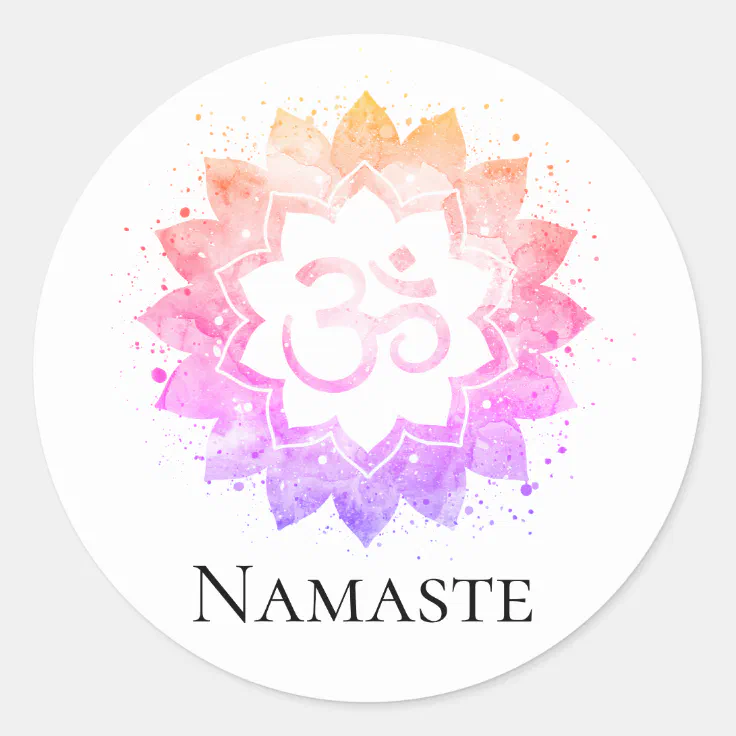 Om Symbol Lotus Flower Mandala Spiritual Classic Round Sticker Zazzle