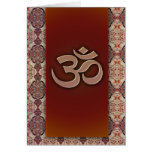 Om Symbol with Indian design background Greeting Card