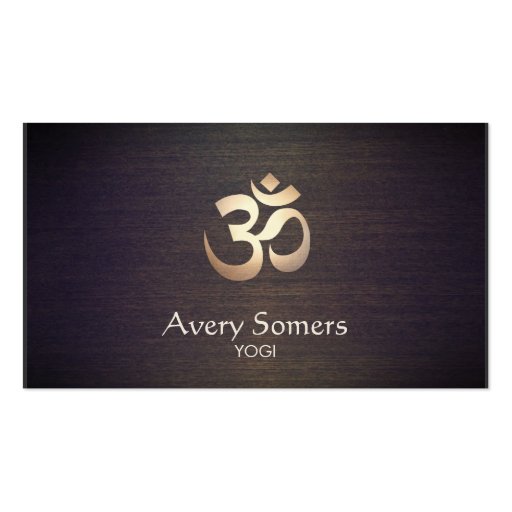 Om Symbol Yoga and Meditation Wood Look Business Card Templates