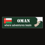 Oman Flag Map Text Bumper Sticker