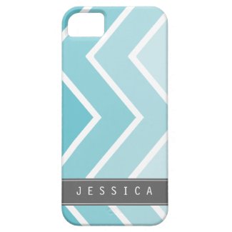 Ombre Aqua Zig Zag Chevrons Pattern iPhone 5 Cover