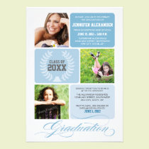 Ombre Blocks Graduation Party Invitation (blue) invitations