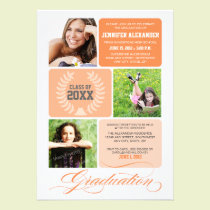 Ombre Blocks Graduation Party Invitation (coral) invitations
