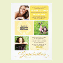 Ombre Blocks Graduation Party Invitation (lemon) invitations