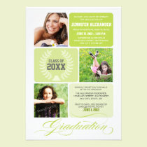 Ombre Blocks Graduation Party Invitation (lime) invitations