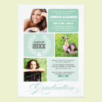 Ombre Blocks Graduation Party Invitation (mint) invitations