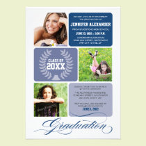 Ombre Blocks Graduation Party Invitation (navy) invitations
