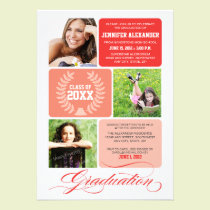 Ombre Blocks Graduation Party Invitation (red) invitations