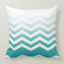 Ombre Chevron Style! teal Throw Pillow