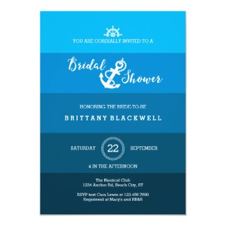 Ombre Nautical Anchor Bridal Shower Invitation