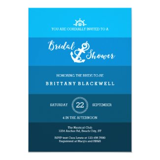 Ombre Nautical Anchor Bridal Shower Invitation