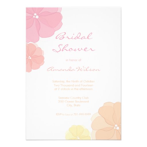 Ombre Pastel Floral Bridal Shower Invitations