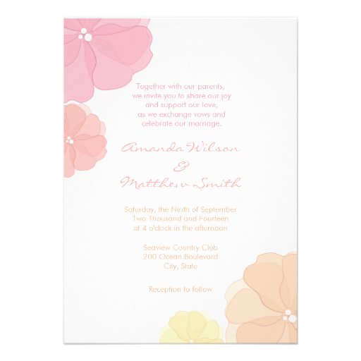 Ombre Pastel Floral Wedding Invitations