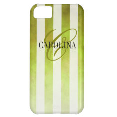 Ombre Watercolor Stripes Monogram Name | pear iPhone 5C Covers