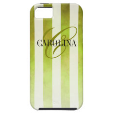 Ombre Watercolor Stripes Monogram Name | pear iPhone 5 Case