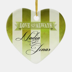 Ombre Watercolor Stripes Wedding | pear Christmas Ornament