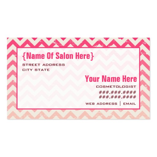 Ombre Zigzag Cosmetologist Salon Appointment Business Cards (front side)