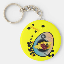 music, food, club, egg, hiphop, turntable, pop, omelet, cool, illustration, design, street, rock, grafitti, graphic, art, vintage, cute, humorous, funny, hip-hop, house-music, techno, food groups, Keychain with custom graphic design