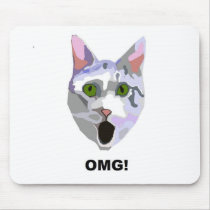 OMG! CAT 'what has he seen?' mousepads