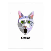 OMG! CAT 'what has he seen?' postcards